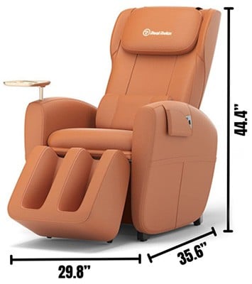 Real Relax PS2000 Massage Chair with labels of its dimensions 