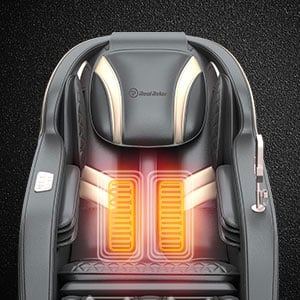 An illustration of the location of Real Relax PS6000's lumbar heat and the maximum height of a person it can accommodate