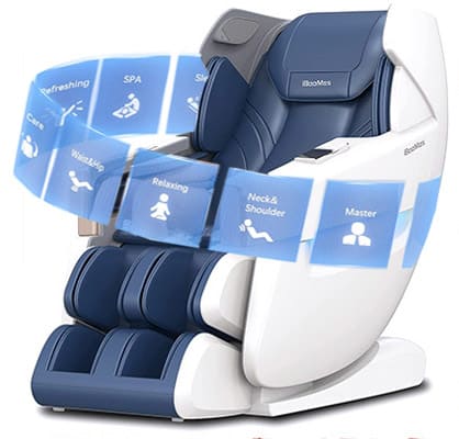 Printed pre-programmed massage options encircling the iBooMas Full Body Massage Chair