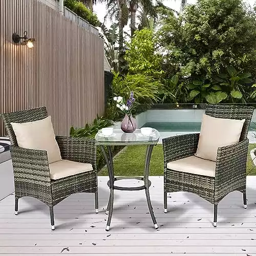 Tangkula 3-Piece Rattan Patio Set