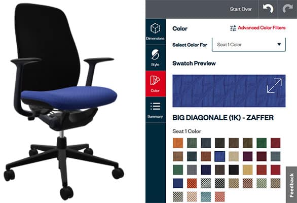Ordering Color Section of Haworth Zody Classic Mesh Office Chair